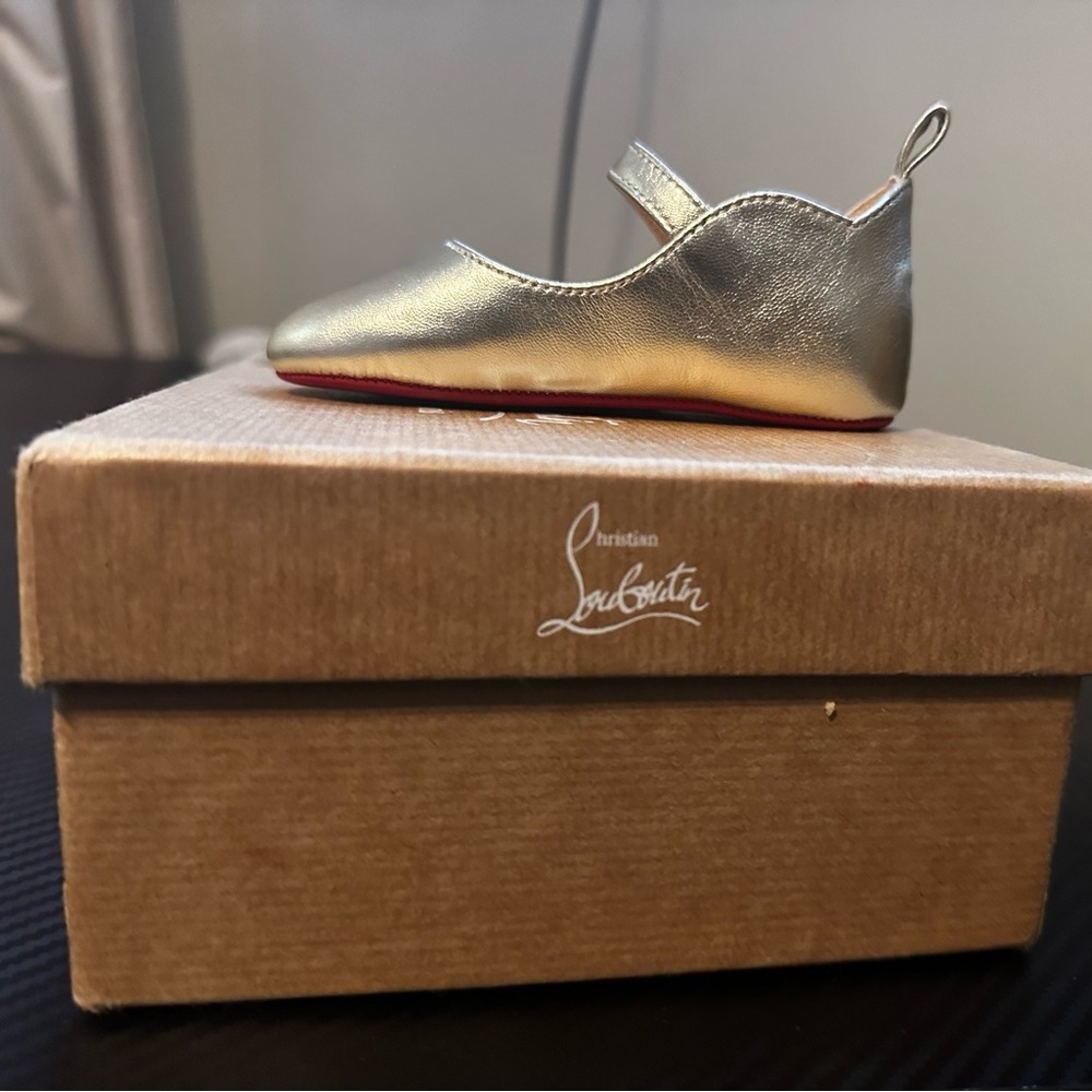 Girl's Love Chick Metallic Leather Ballerina Shoes, Baby